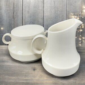 Lord Nelson Ware‎ Tan Fine Porcelain Sugar And Creamer Set Kitchenware Vintage